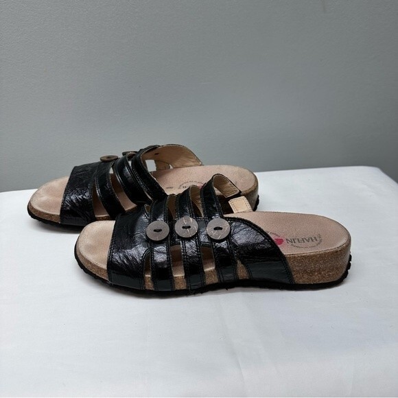 Haflinger black leather sandals women's 39 which is similar to an 8 - Picture 2 of 7
